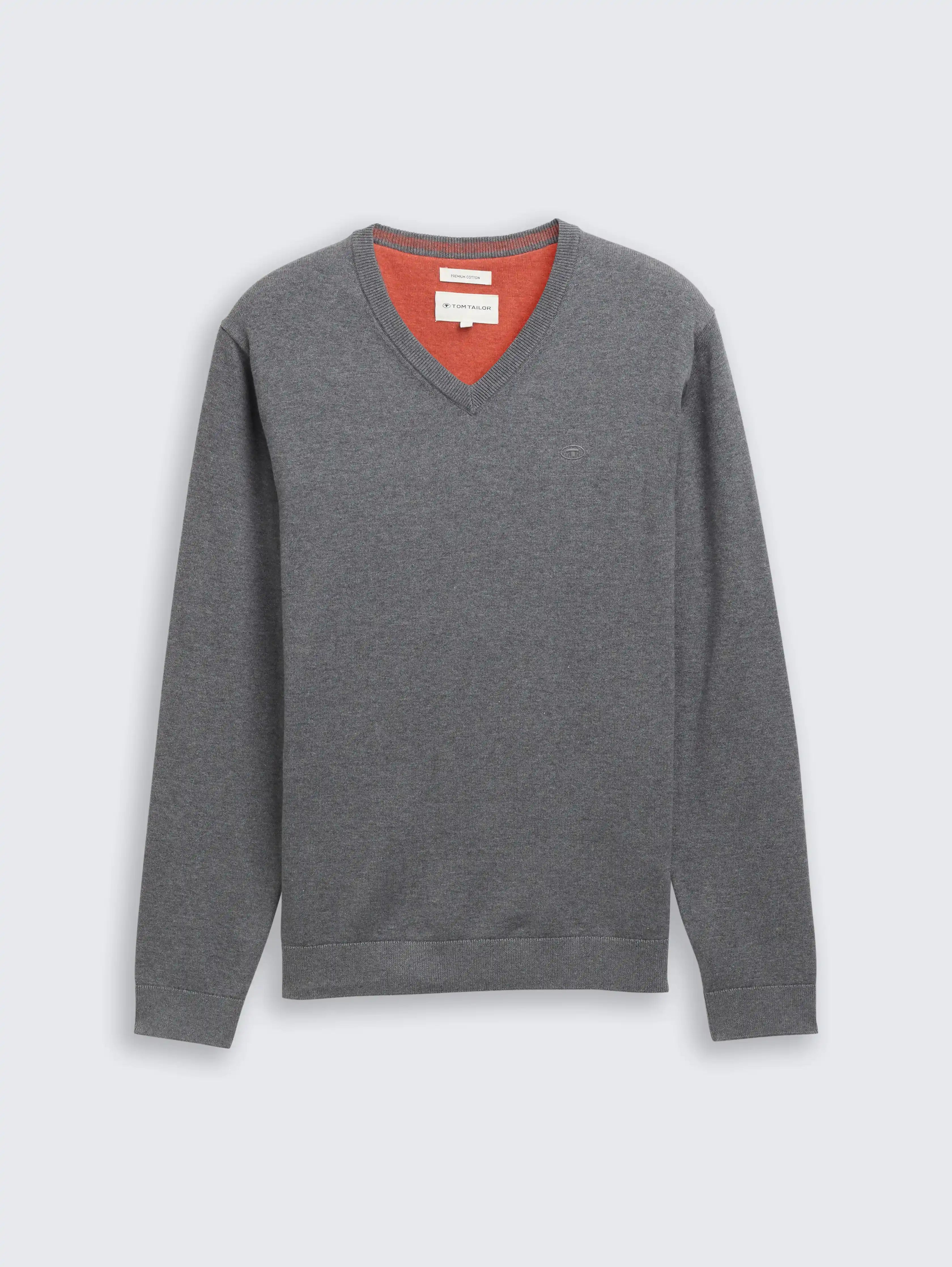 Tom Tailor_0_Cotton V-Neck Knitted Jumper_1039811_38679_01