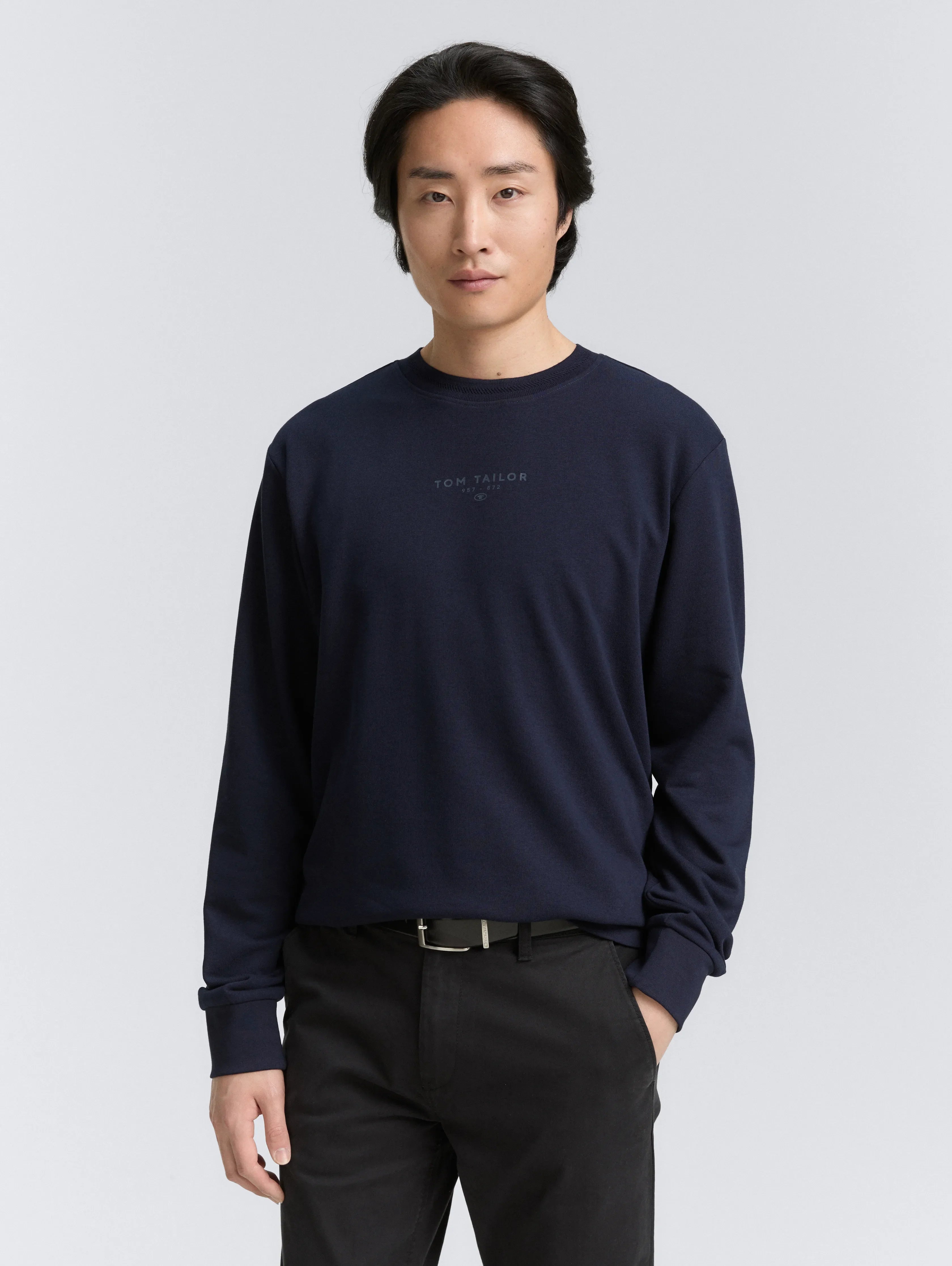 Tom Tailor_0_Crewneck Sweatshirt with Logo Print_1047784_10668_02
