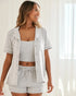 La Vie en Rose_Comfy Grey Mix Big Stripe_Cotton Short Sleeve Button-Down Shirt_40100783_P00452_01