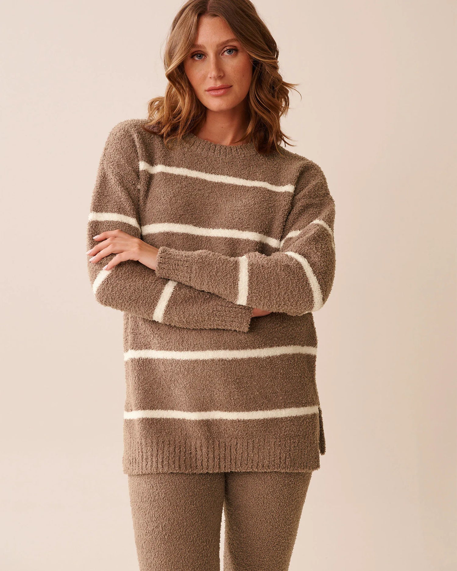 La Vie en Rose_Cinder & Snow Stripes_Chenille Long Sleeve Shirt_50100114_P00449_01