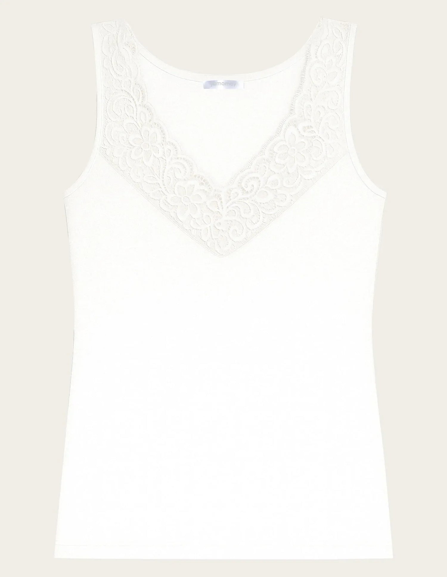 Yamamay_Cream_Basic V-Neck Tank Top with Tencelª Modal Ð Modal/Wool_ATOD183004_035_05