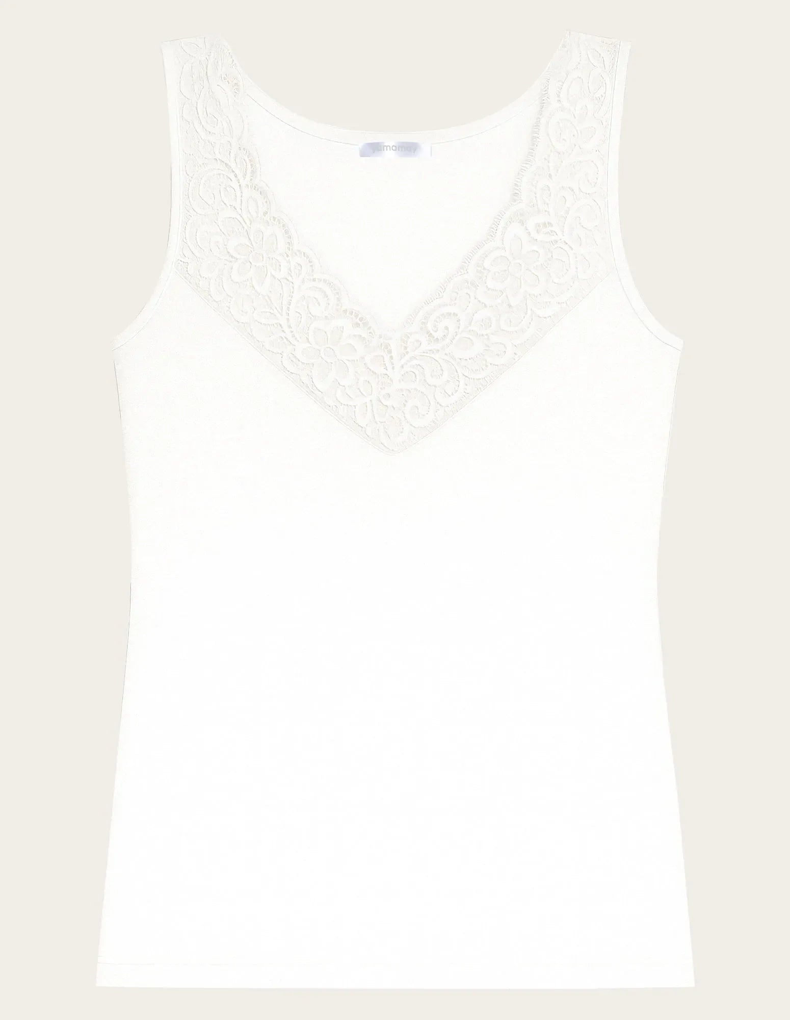 Yamamay_Cream_Basic V-Neck Tank Top with Tencelª Modal Ð Modal/Wool_ATOD183004_035_05