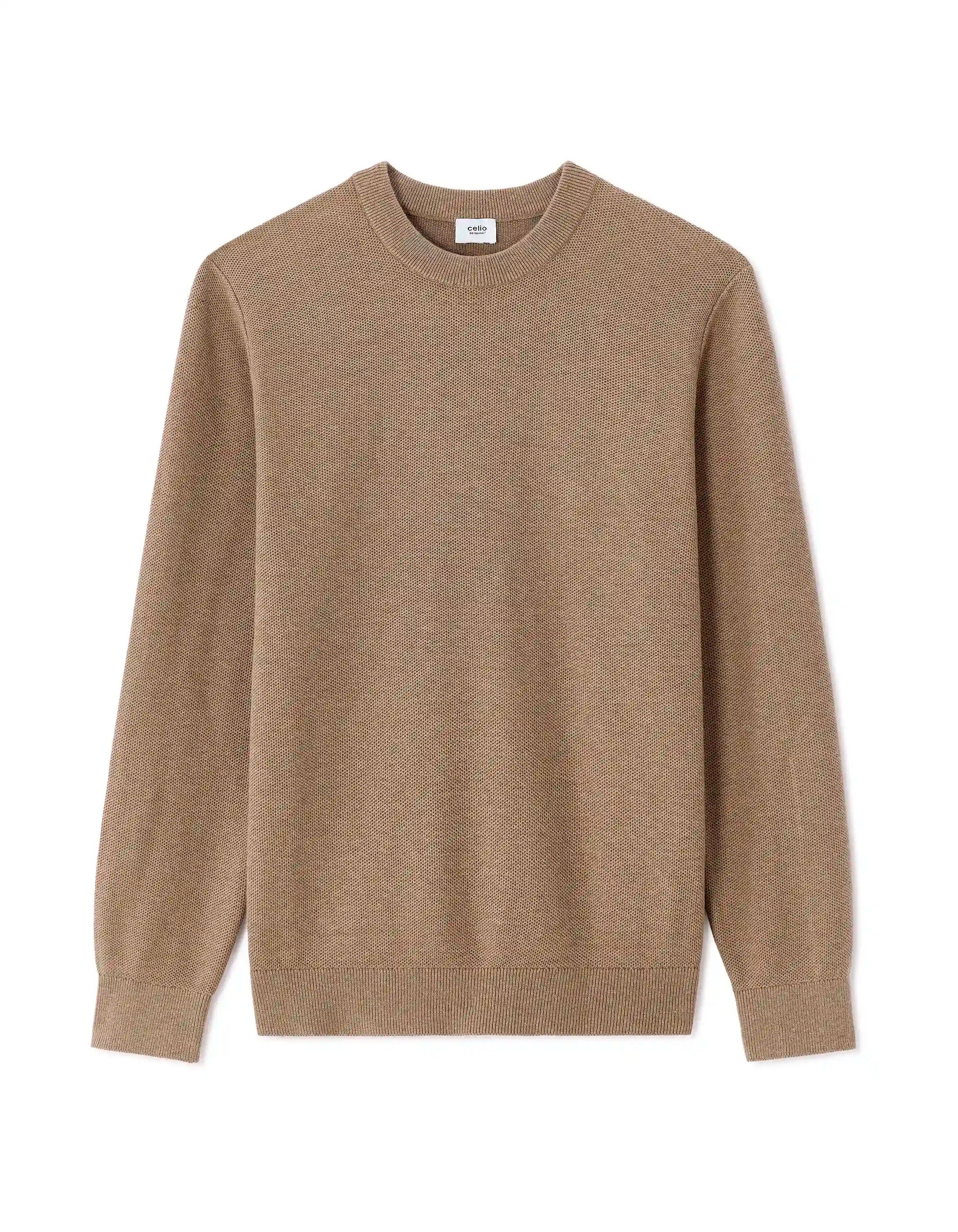 Celio_Beige Humus_100% Organic Cotton Crew Neck Sweater_BEPIC_BEIGE HUMUS_07