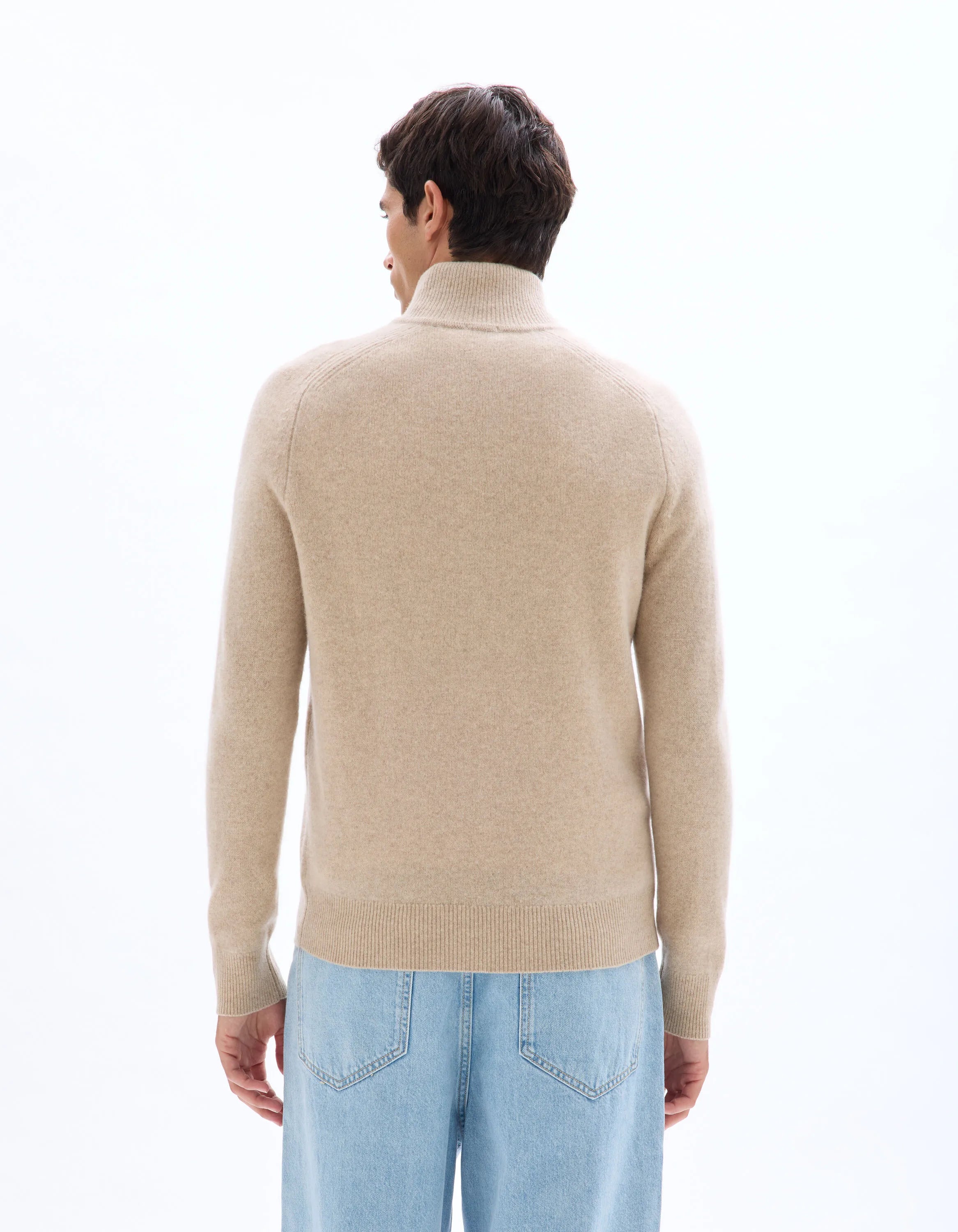 Celio_Beige_100% Lambswool Zip-Neck Sweater_CEWOOLCAM_BEIGE_03