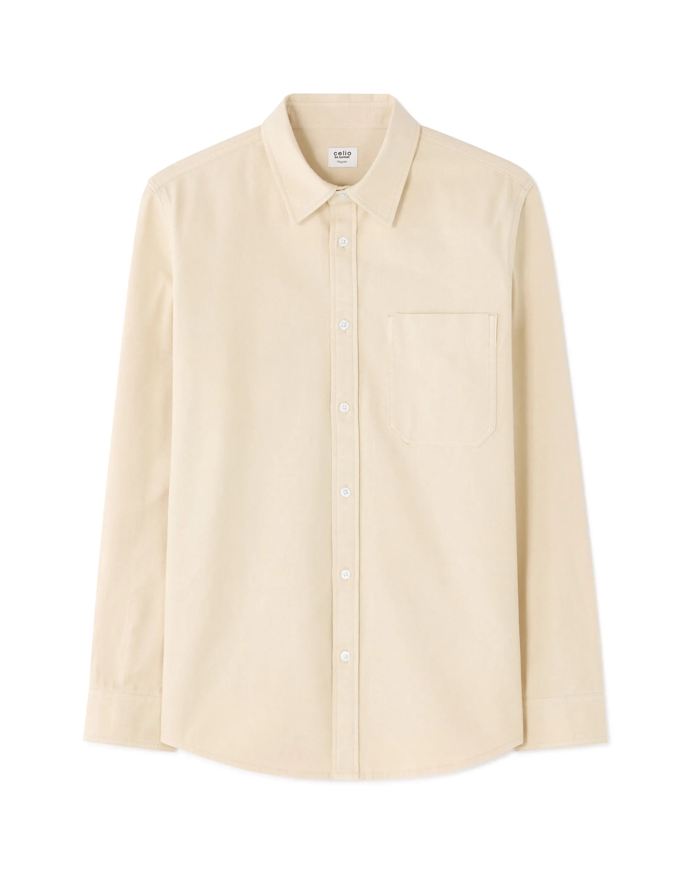 Celio_Ecru_Regular-Fit 100% Cotton Denim Shirt_MAJEANS_ECRU_06