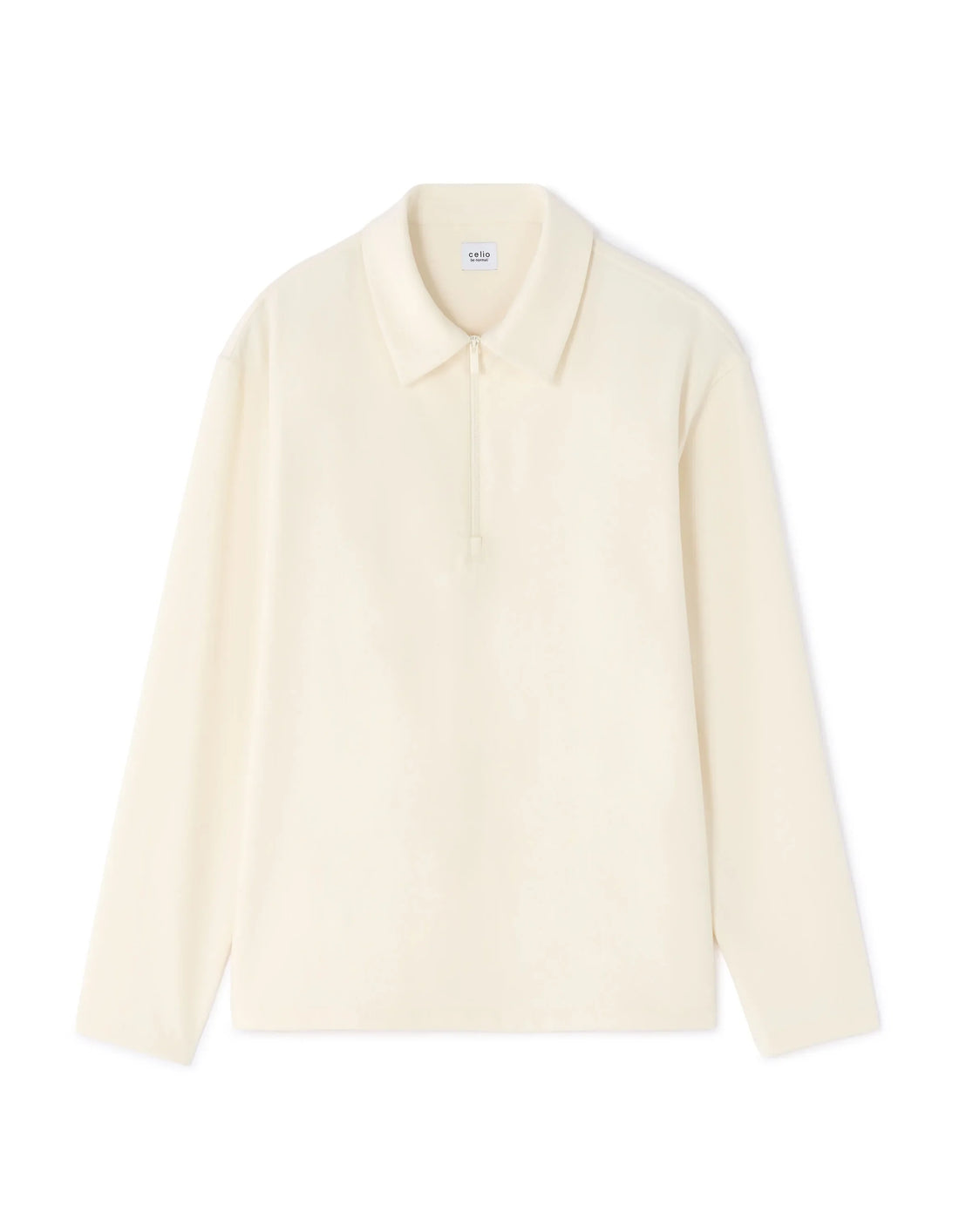 Celio_Ecru_Loose Zipped Shirt_MAORA_ECRU_01