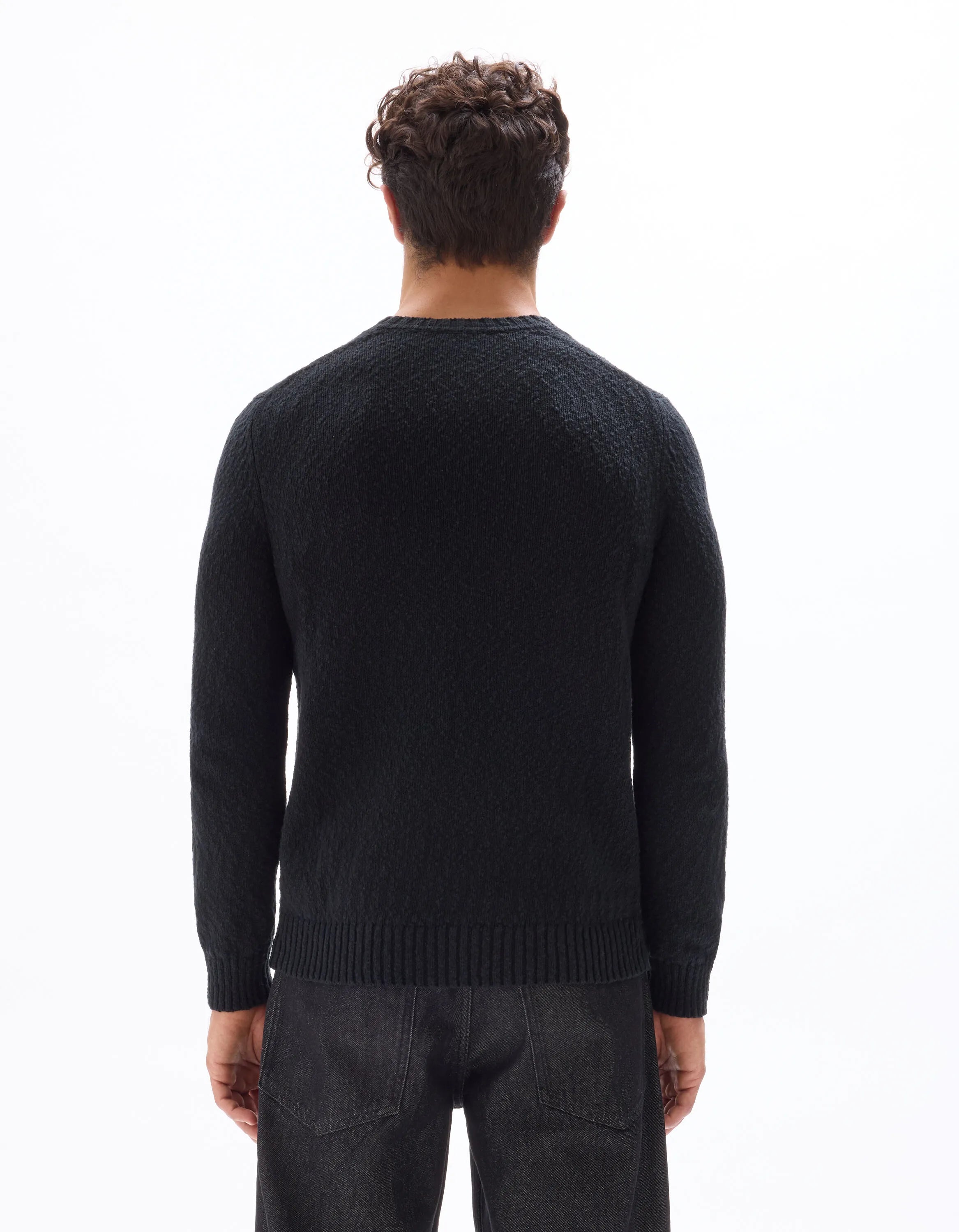 Celio_Black_100% Cotton Slub Knit Crew Neck Sweater_MEARTHUR_BLACK_03