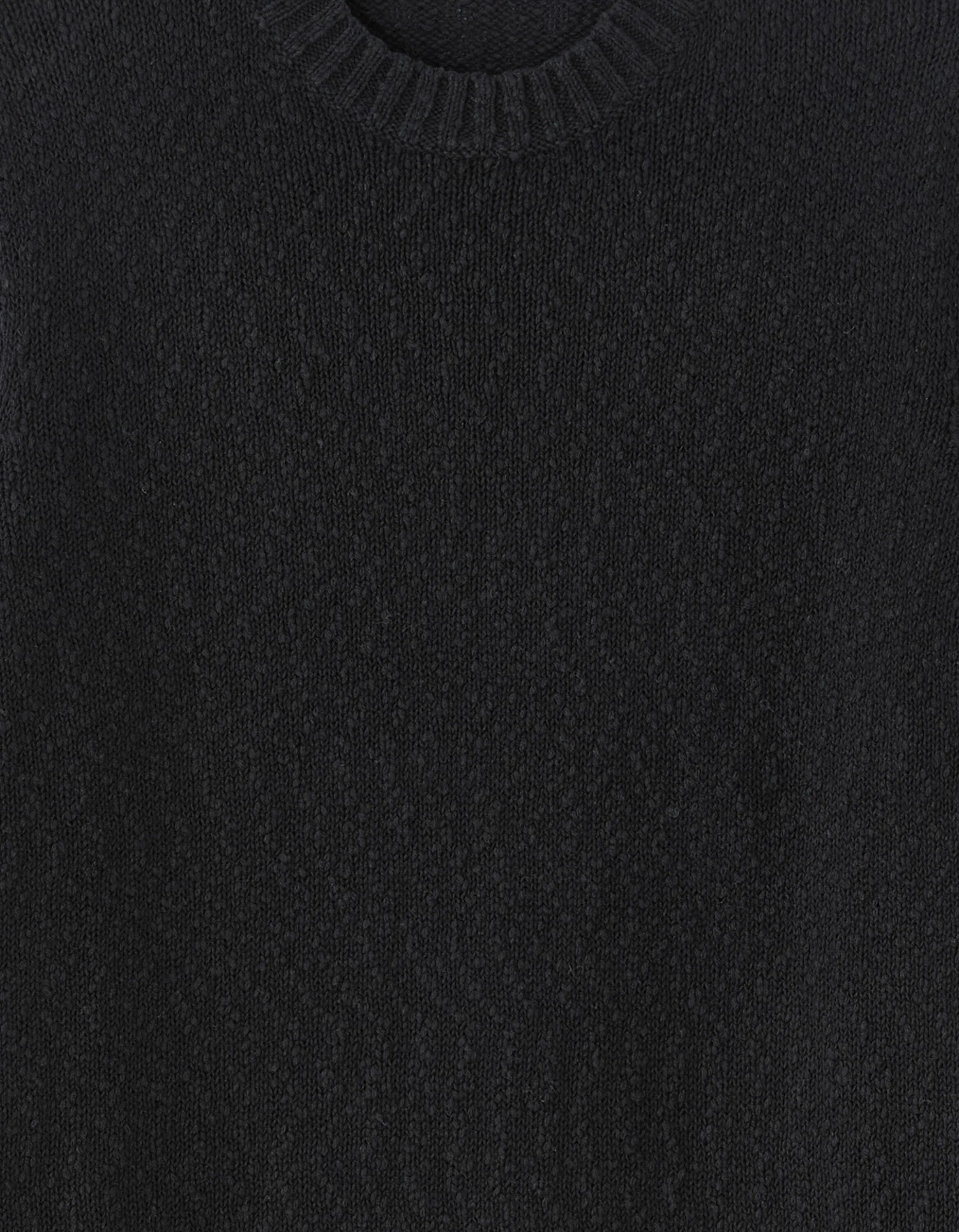 Celio_Black_100% Cotton Slub Knit Crew Neck Sweater_MEARTHUR_BLACK_04