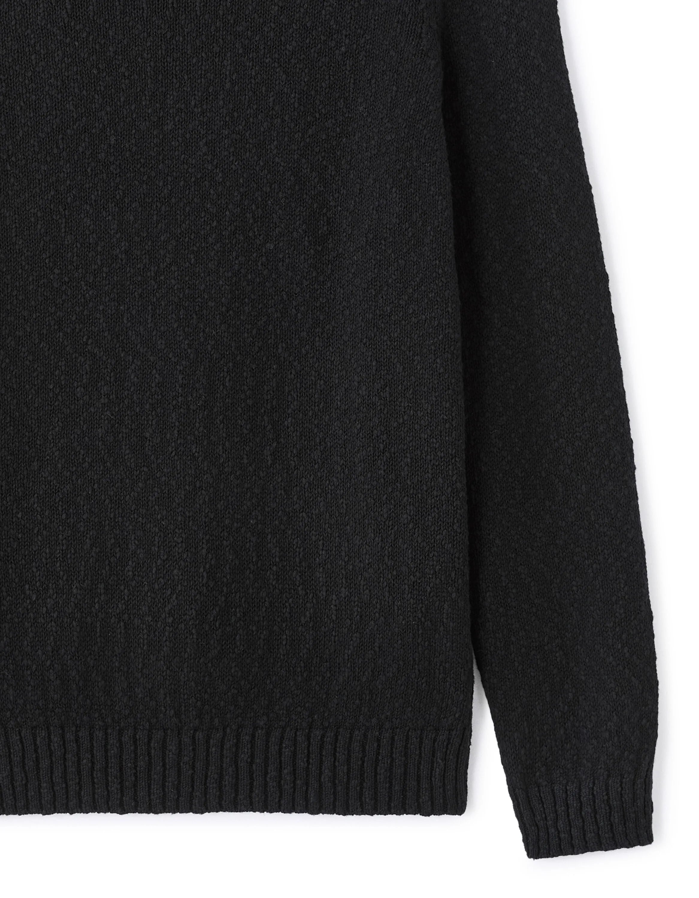 Celio_Black_100% Cotton Slub Knit Crew Neck Sweater_MEARTHUR_BLACK_05