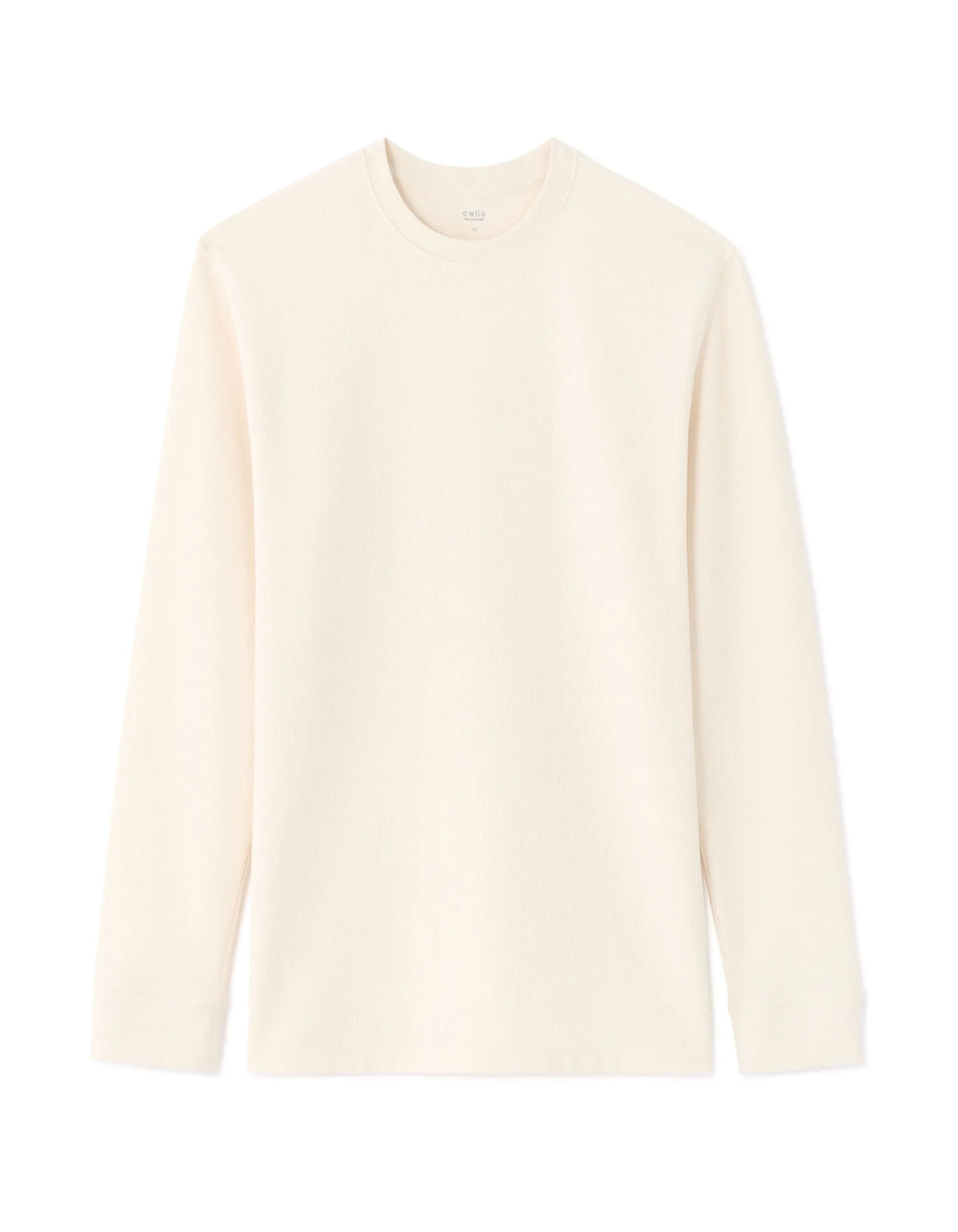 Celio_Ecru_Boxy Embossed Long-Sleeved T-Shirt_MECACHEML_ECRU_01