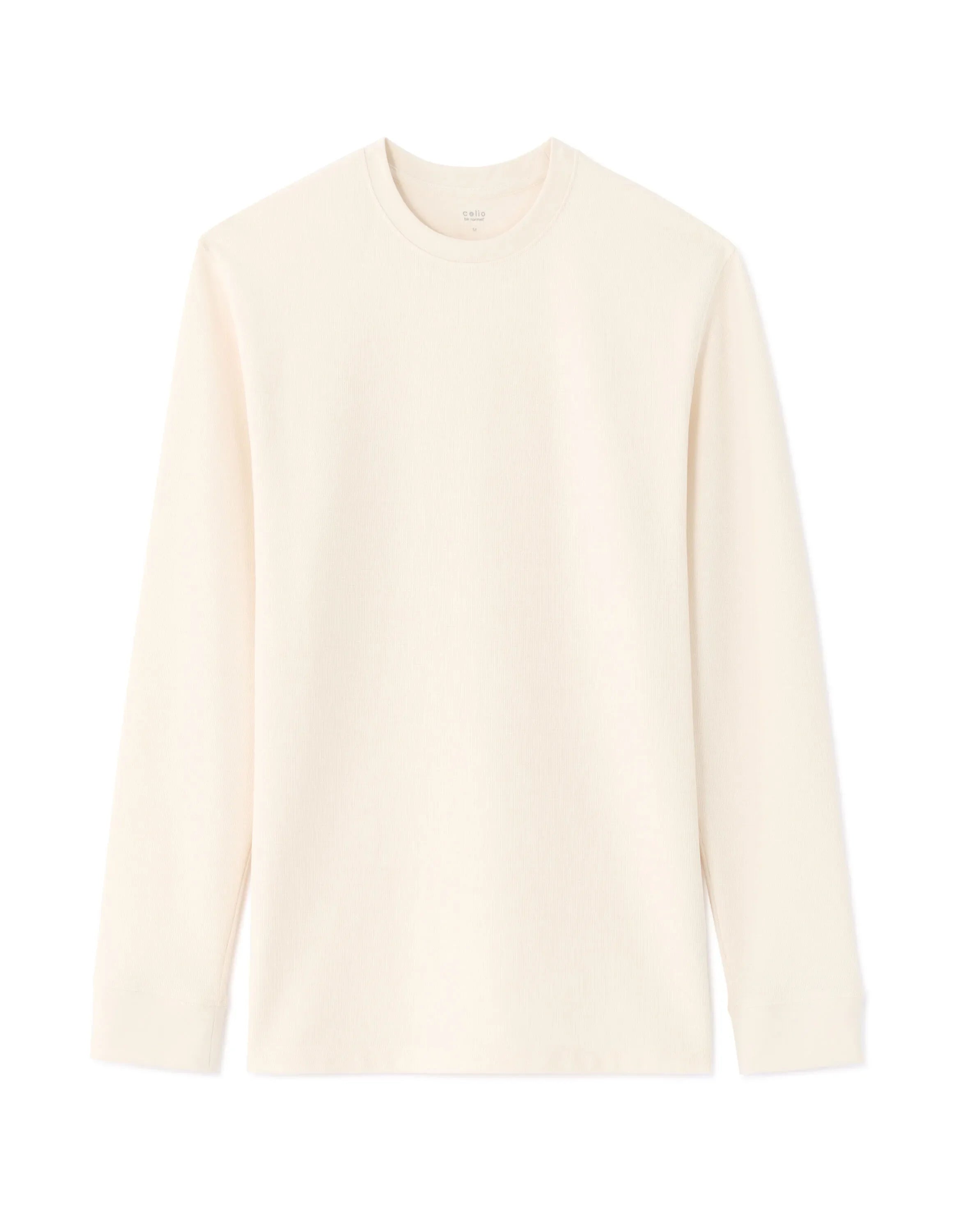 Celio_Ecru_Boxy Embossed Long-Sleeved T-Shirt_MECACHEML_ECRU_01