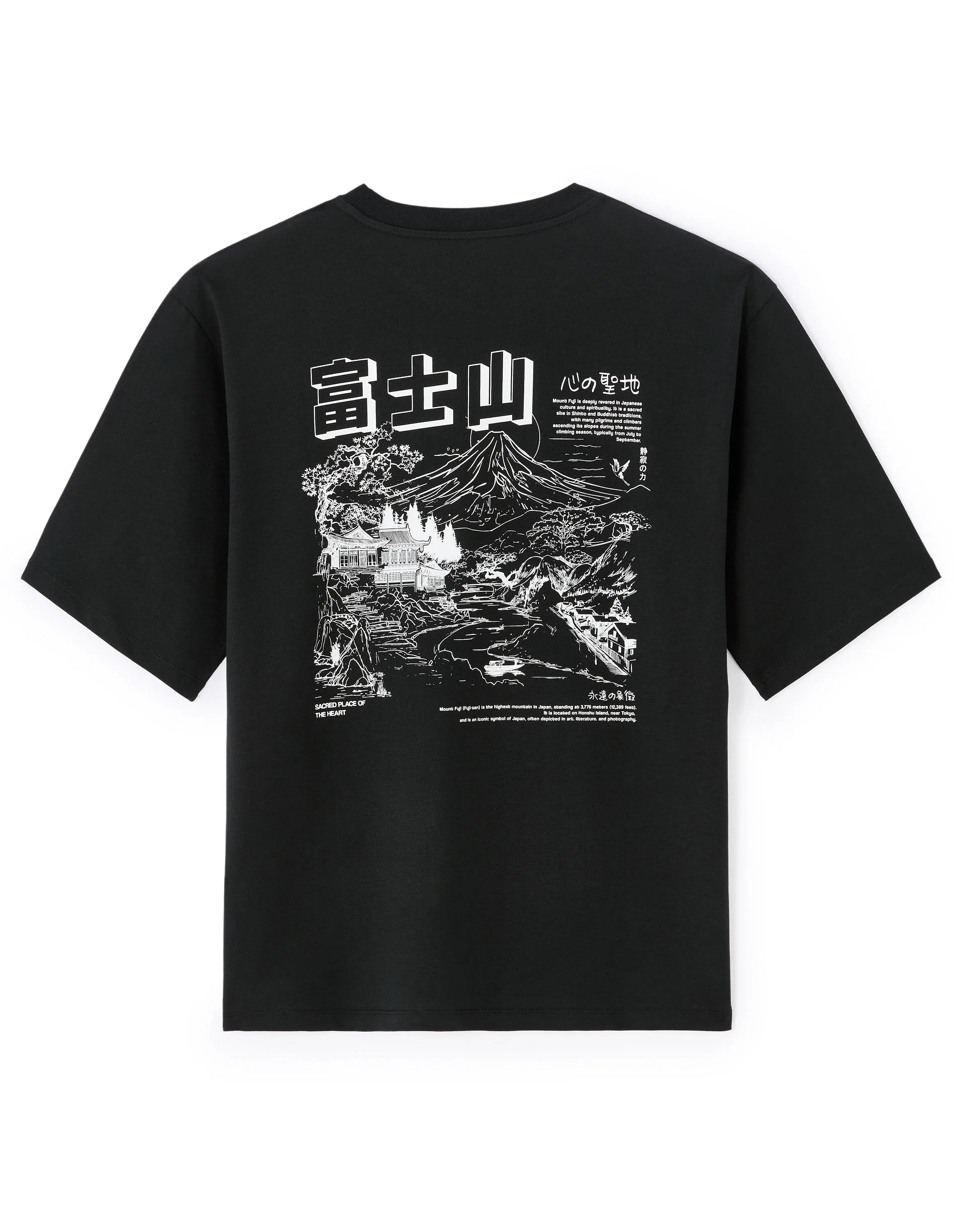 Celio_Black_Oversized Round Neck T-Shirt 100% Cotton Asian Print_MEMOUNTAIN_BLACK_04