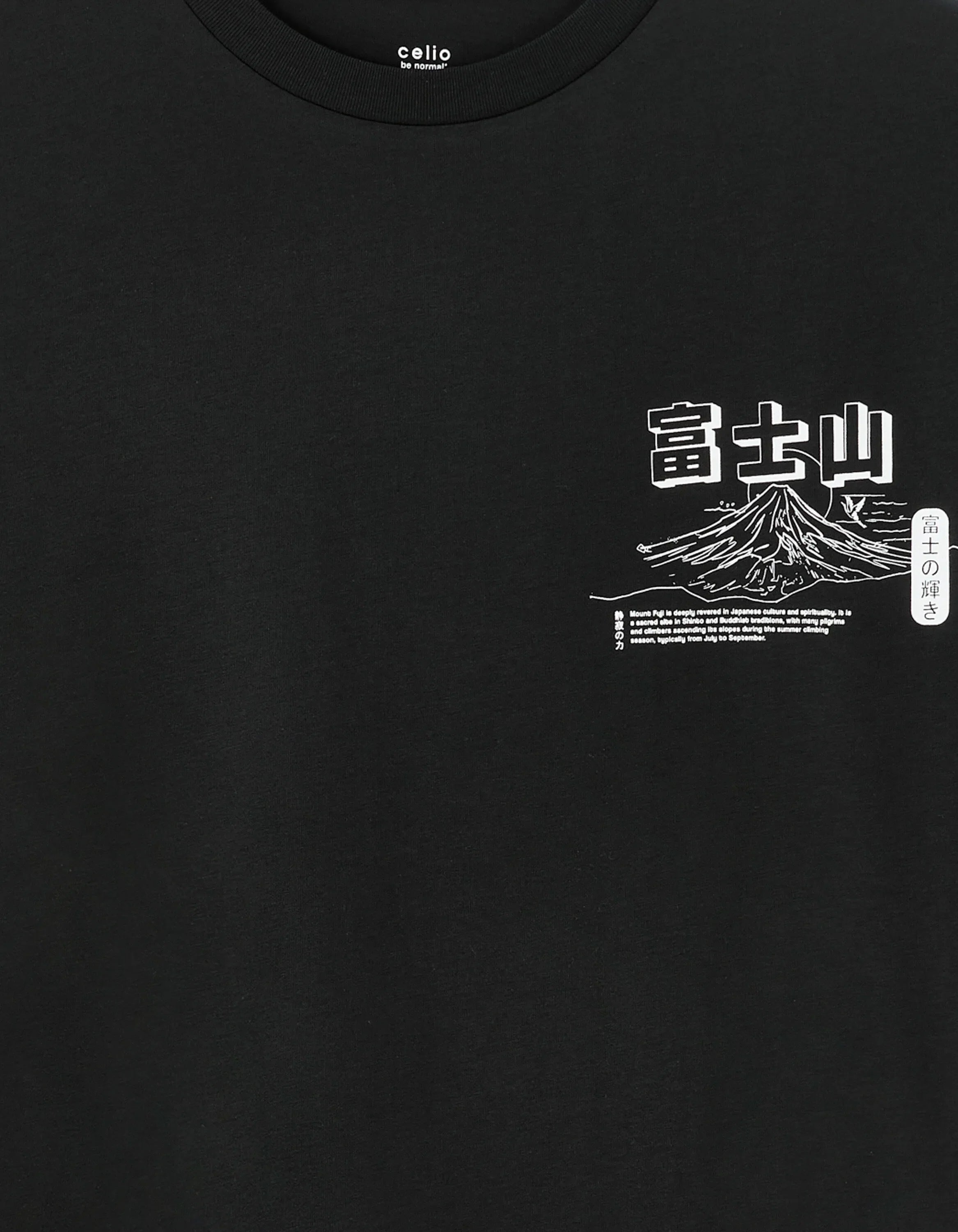 Celio_Black_Oversized Round Neck T-Shirt 100% Cotton Asian Print_MEMOUNTAIN_BLACK_05