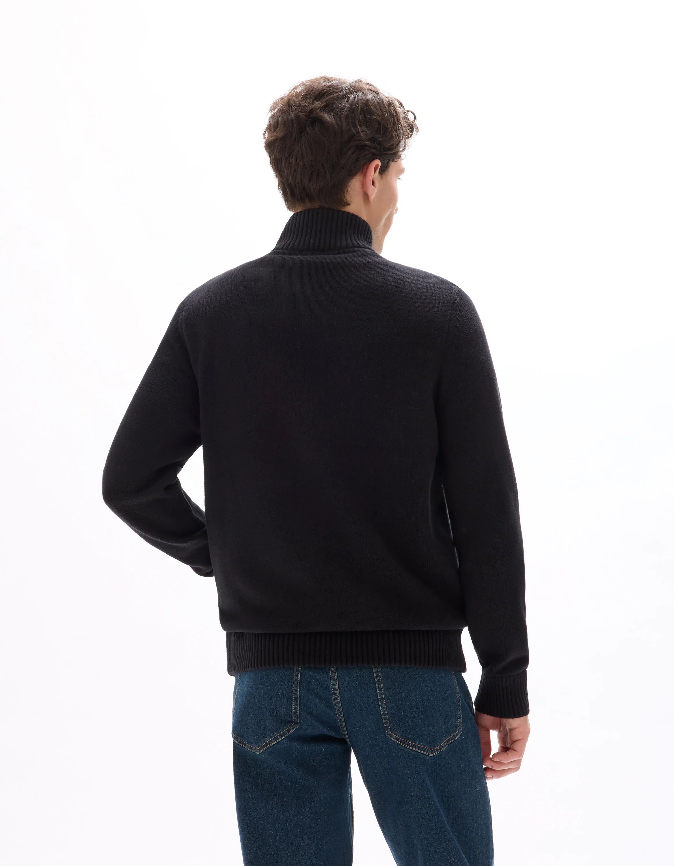 Celio_Black_100% Cotton Milano Knit Jacket_MERGUS_BLACK_03