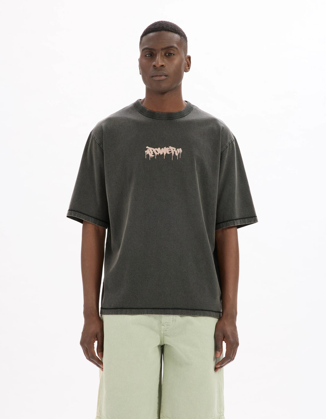 Celio_Black_Oversized Crew Neck T-Shirt in 100% Cotton with Print_MEVACAY_BLACK_02