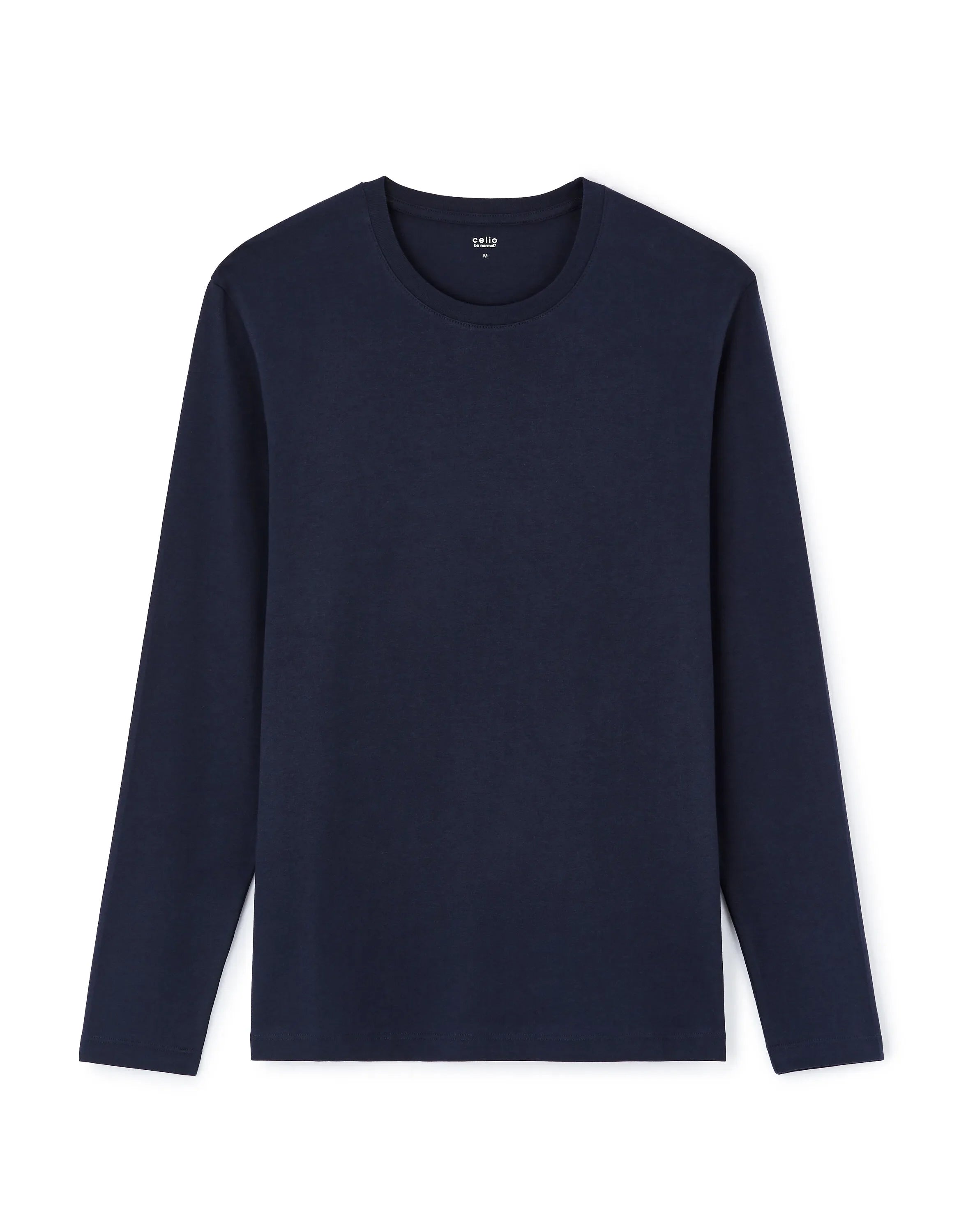 Celio_Navy_Regular 100% Cotton Long-Sleeved T-Shirt_TEBASEML_NAVY_04