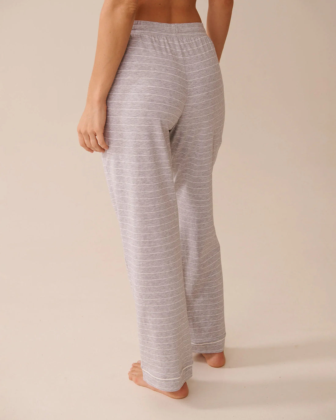 La Vie en Rose_Comfy Grey Mix Big Stripe_Cotton Pajama Pants_40200771_P00452_02