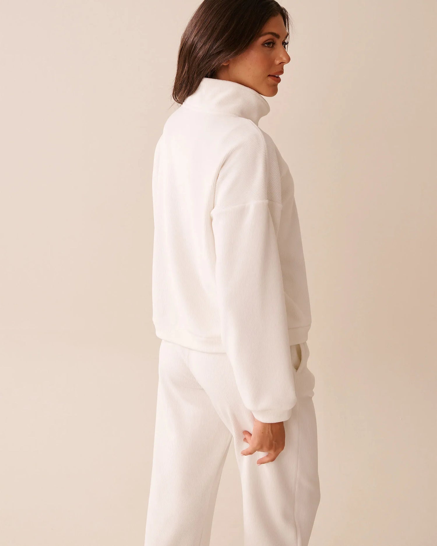 La Vie en Rose_Snow White_Heavy Ribbed Half-Zip Sweatshirt_50100115_10011_02