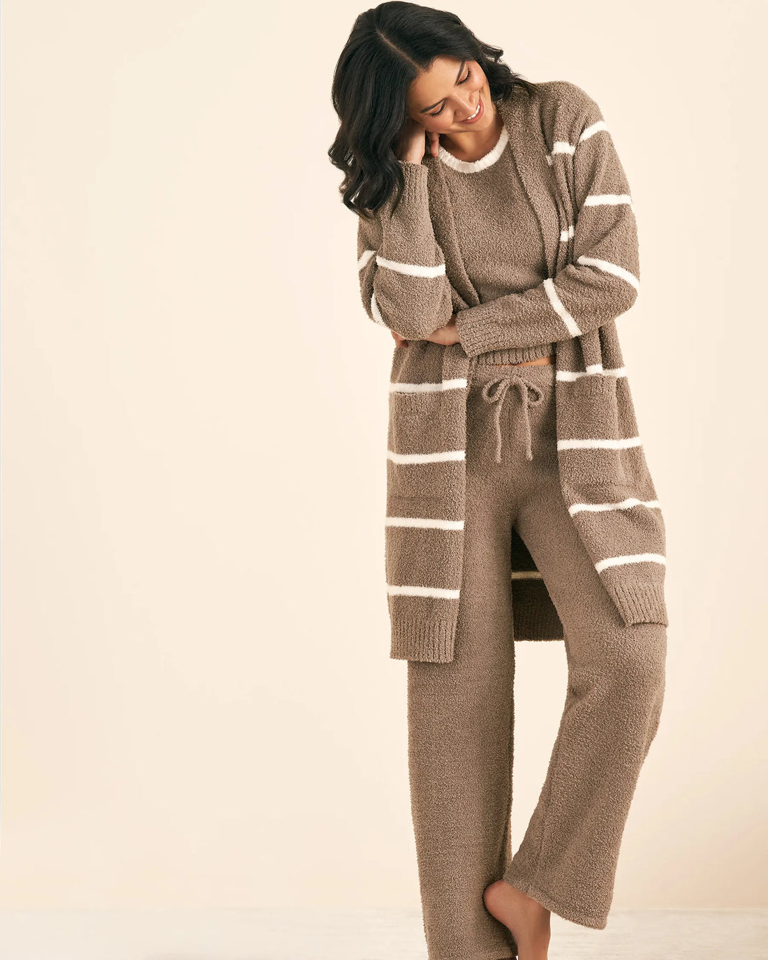 La Vie en Rose_Cinder & Snow Stripes_Chenille Long Cardigan_50500016_P00449_01