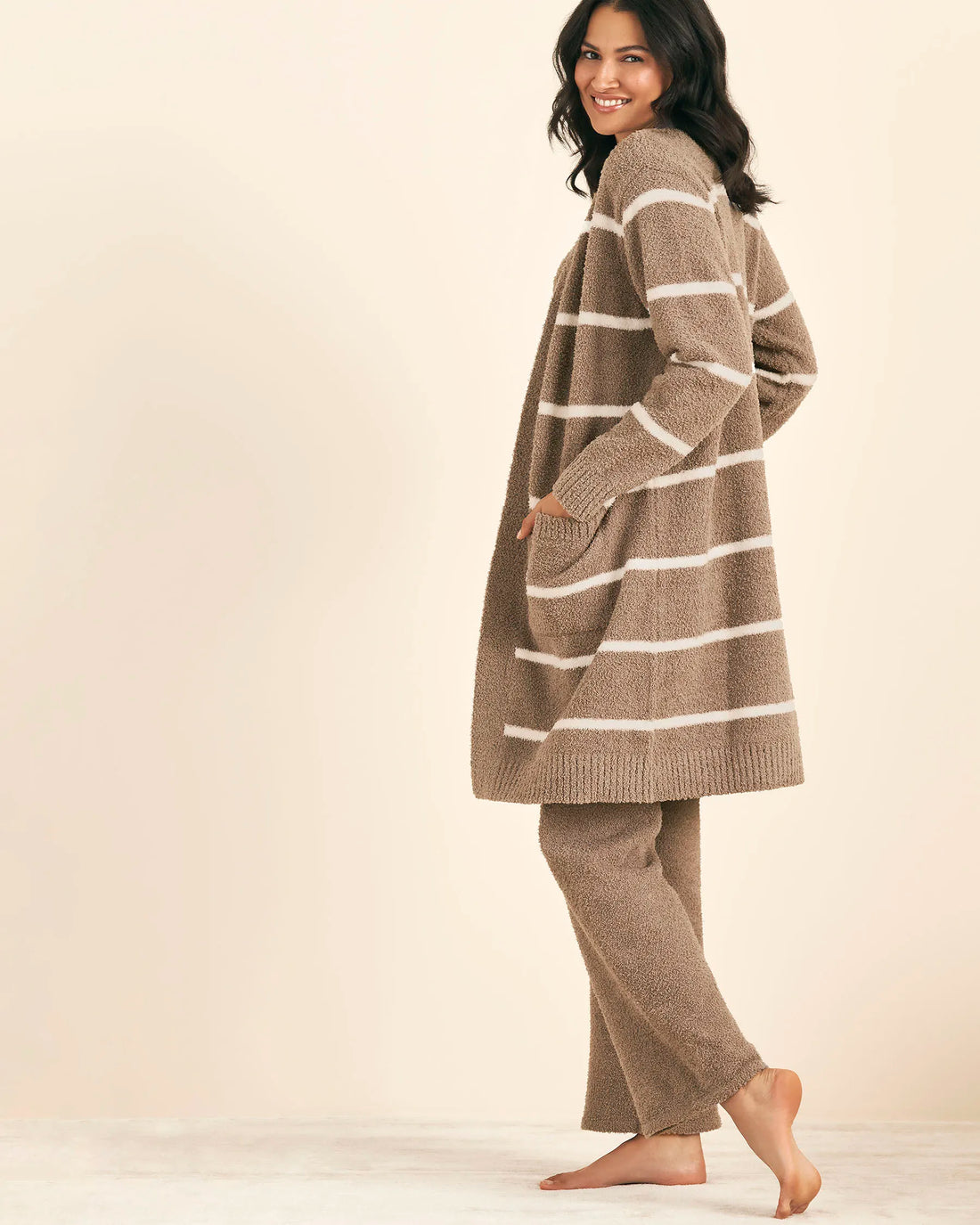 La Vie en Rose_Cinder & Snow Stripes_Chenille Long Cardigan_50500016_P00449_02