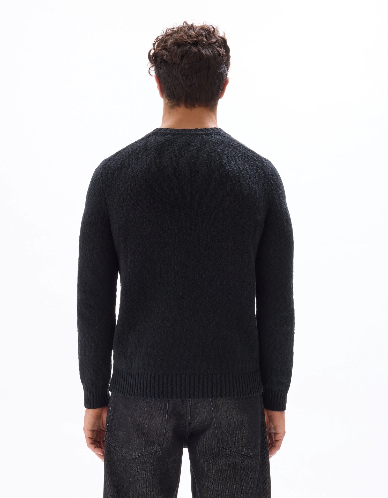 Celio_Black_100% Cotton Slub Knit Crew Neck Sweater_MEARTHUR_BLACK_03