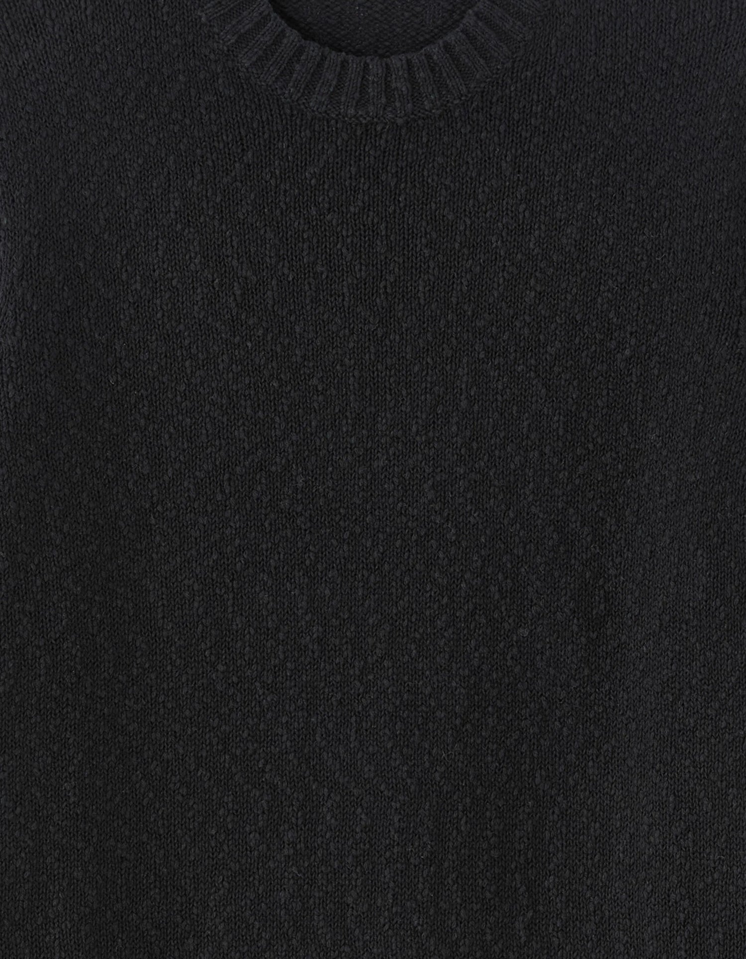 Celio_Black_100% Cotton Slub Knit Crew Neck Sweater_MEARTHUR_BLACK_04