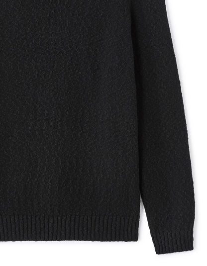 Celio_Black_100% Cotton Slub Knit Crew Neck Sweater_MEARTHUR_BLACK_05
