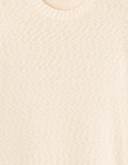 Celio_Ecru_100% Cotton Slub Knit Crew Neck Sweater_MEARTHUR_ECRU_05