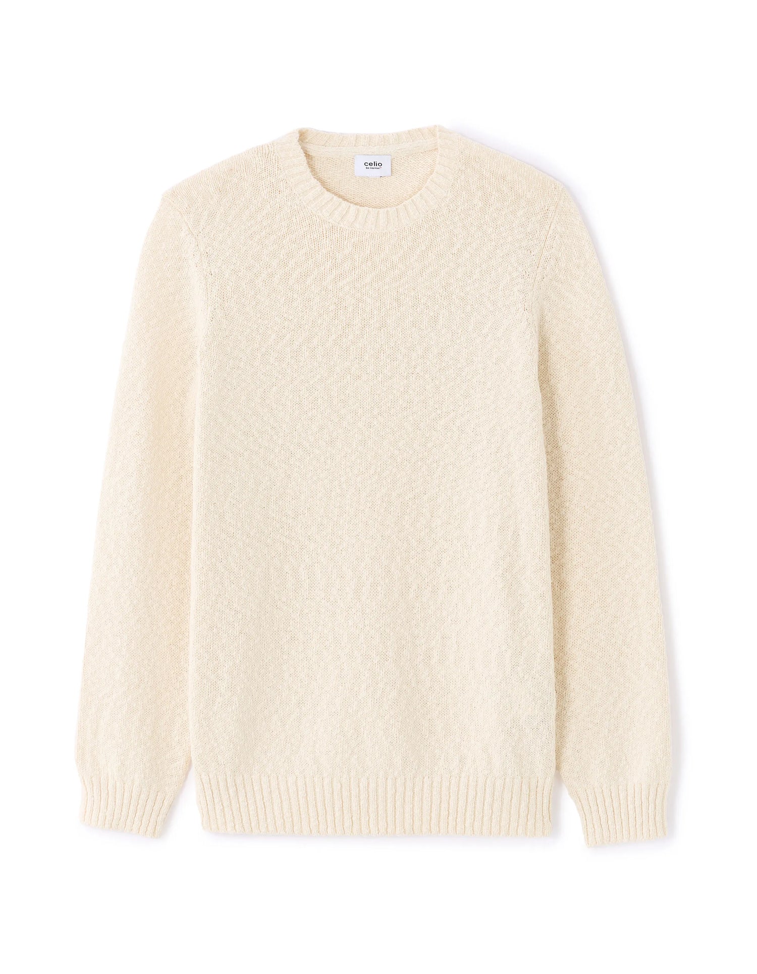 Celio_Ecru_100% Cotton Slub Knit Crew Neck Sweater_MEARTHUR_ECRU_07