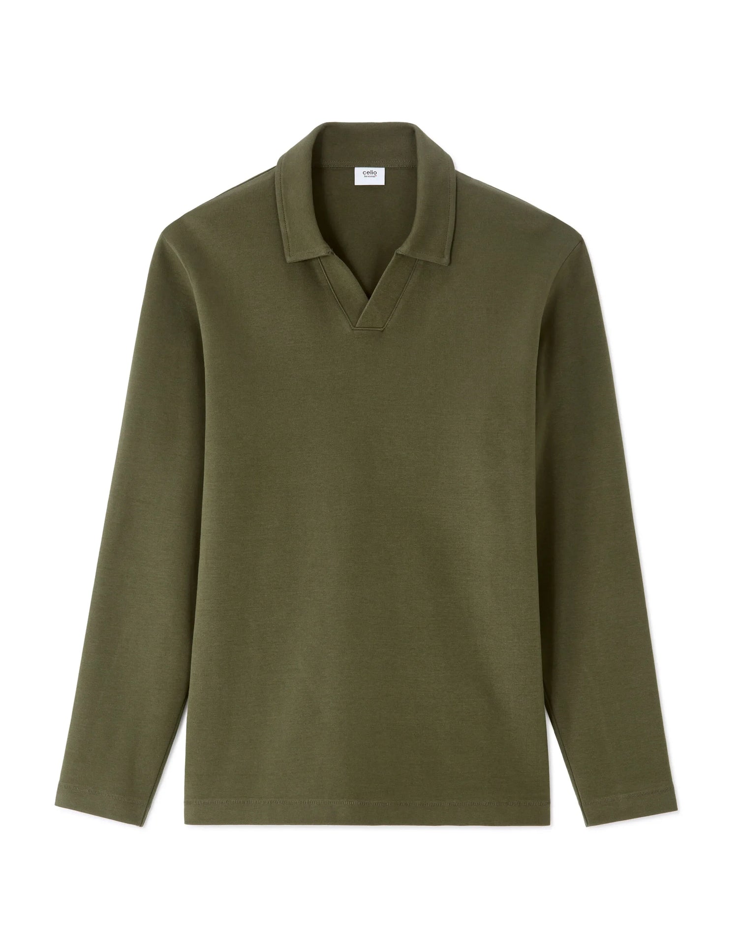 Celio_Kaki_Regular Long-Sleeved Jersey Polo Shirt_MEDORT_KAKI_07