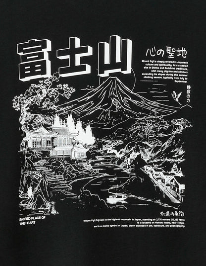 Celio_Black_Oversized Round Neck T-Shirt 100% Cotton Asian Print_MEMOUNTAIN_BLACK_06