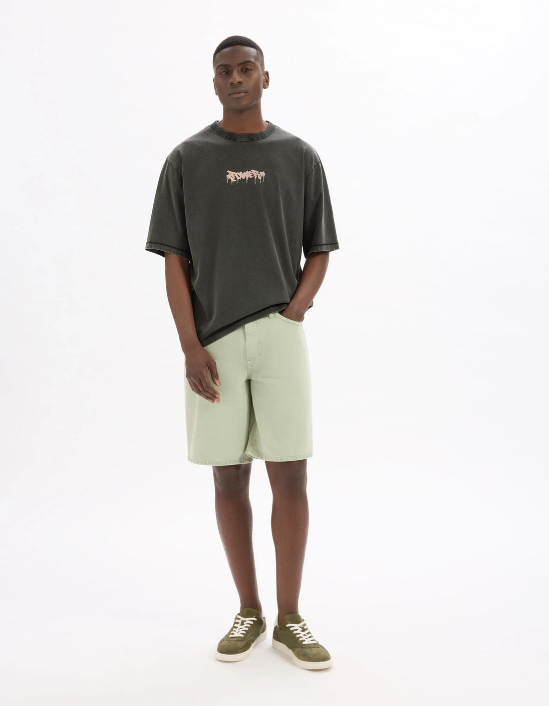 Celio_Black_Oversized Crew Neck T-Shirt in 100% Cotton with Print_MEVACAY_BLACK_01