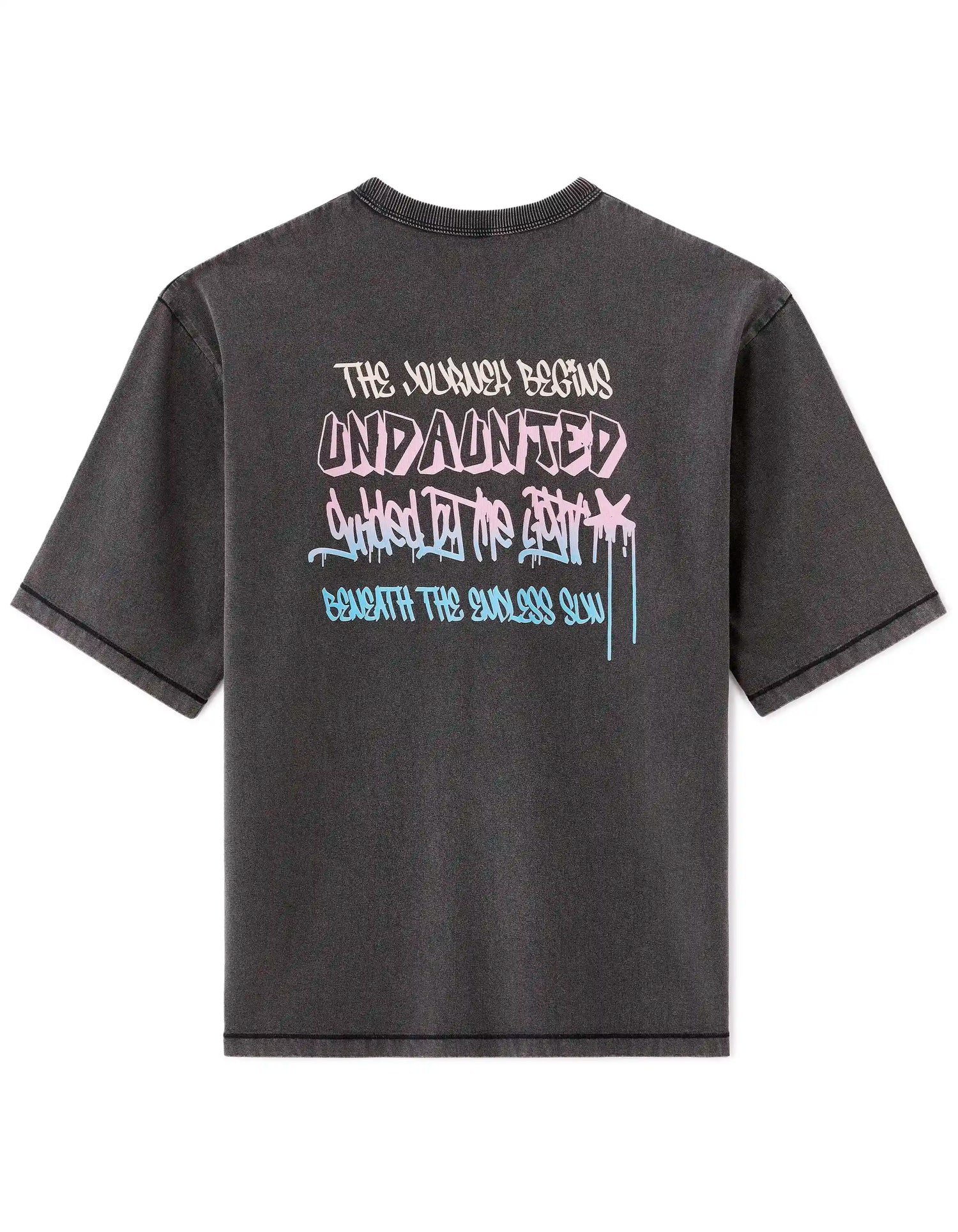 Celio_Black_Oversized Crew Neck T-Shirt in 100% Cotton with Print_MEVACAY_BLACK_04