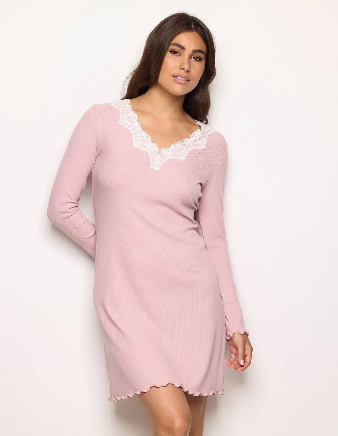 Yamamay_Clay Rose_Nightdress with Embroidery Ð Basic Modal/Cotton Rib_PCCD183004_239_01