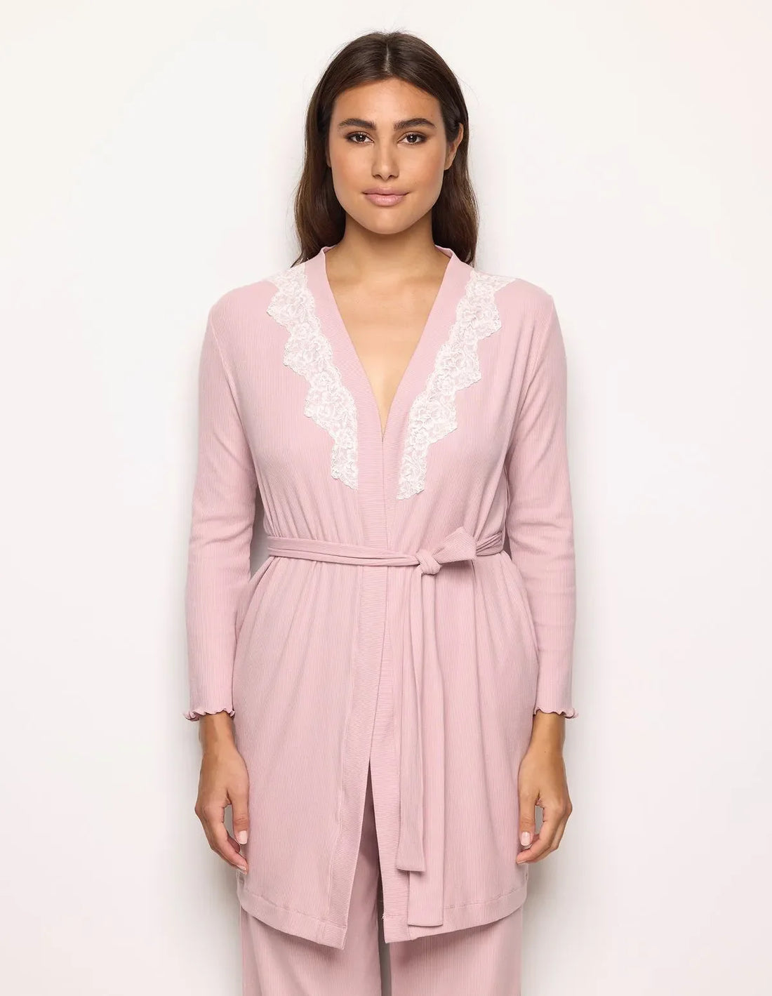 Yamamay_Clay Rose_Embroidered Robe Ð Basic Modal/Cotton Rib_PVED183002_239_02
