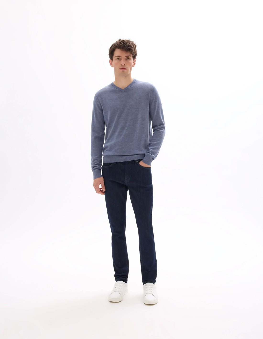Celio_Dark Storm_100% Merino Wool V-Neck Sweater_SEMERIV_DARK STORM_02