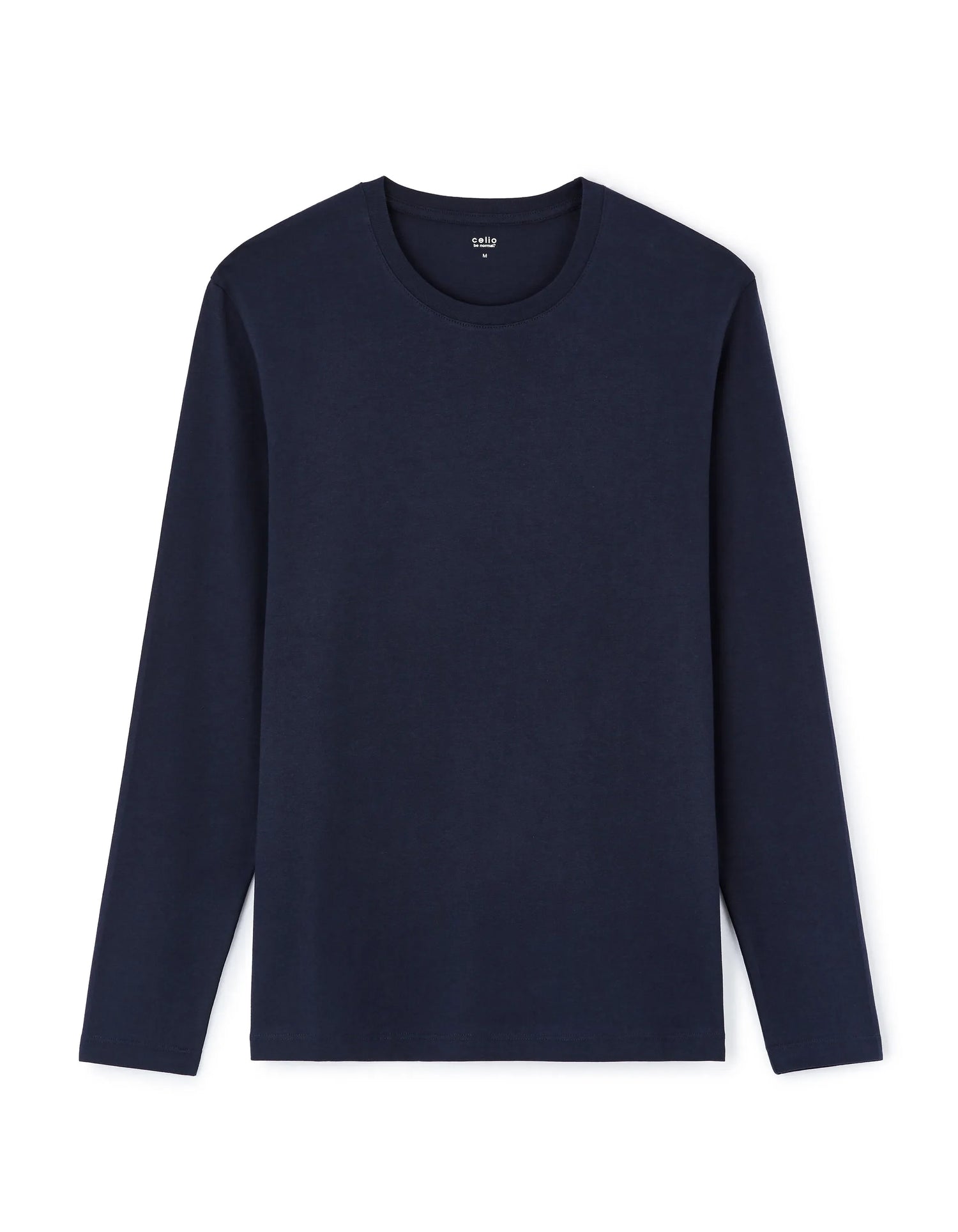 Celio_Navy_Regular 100% Cotton Long-Sleeved T-Shirt_TEBASEML_NAVY_04